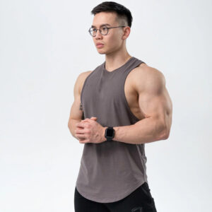 mens solid colored cotton sleeveless sports tank top