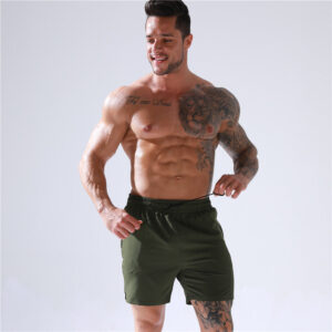 men's solid color plus size zipper pocket sports casual shorts